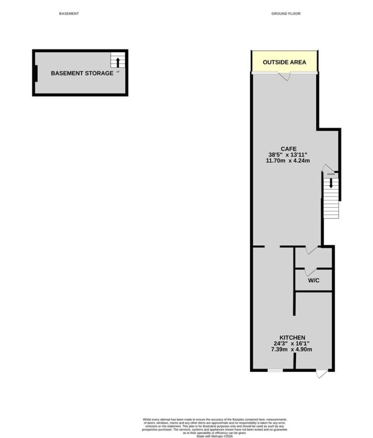Ground floor restaurant/café of approximately 900 sq ft, with an additional basement level providing useful ancillary storage space. the property is Photo 10