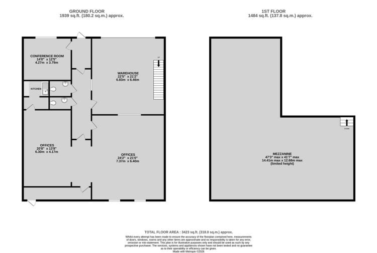 A modern light industrial unit of approximately 1,939 ft² , with further mezzanine storage of approx. 1,484 ft². the unit benefits from roll Photo 11