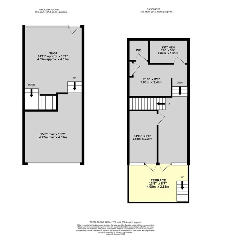 A very well presented retail unit of approximately 770 ft² arranged over two floors benefiting from a further terrace to the rear. the shop is ar Photo 12