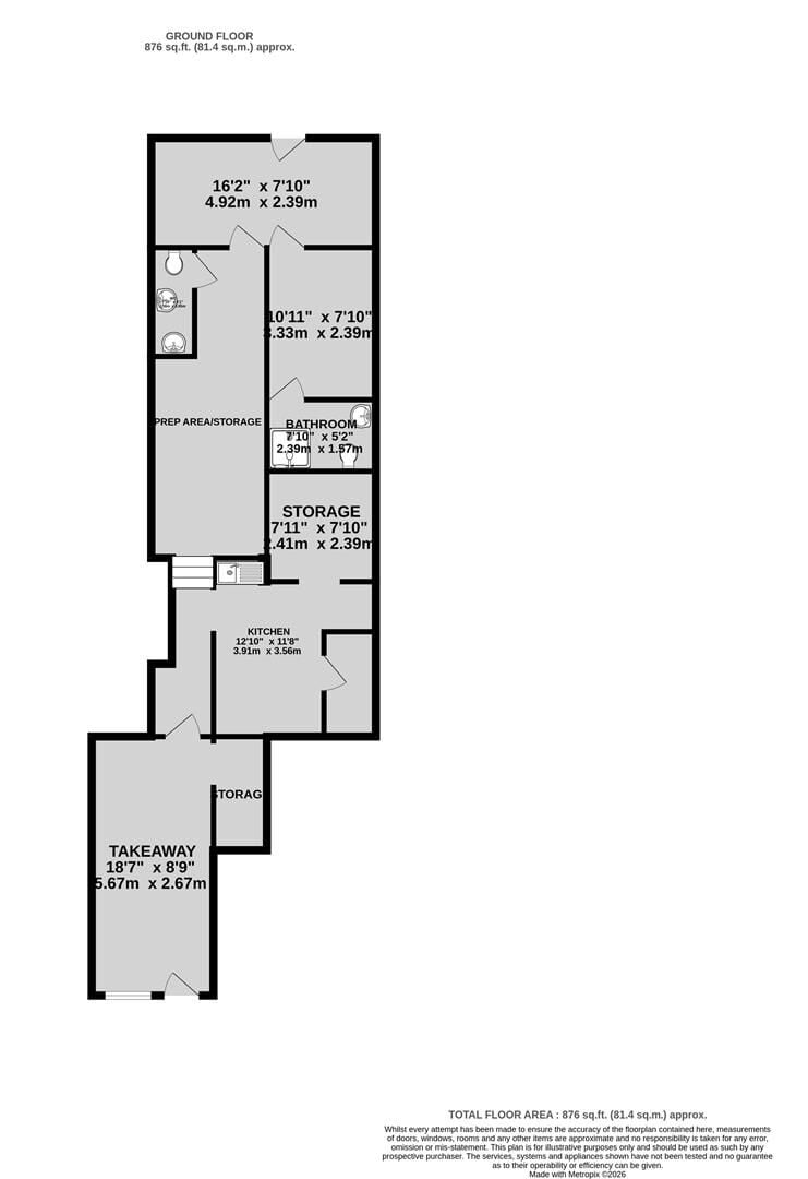 A fully fitted takeaway premises extending to approximately 876 sq ft. Photo 15