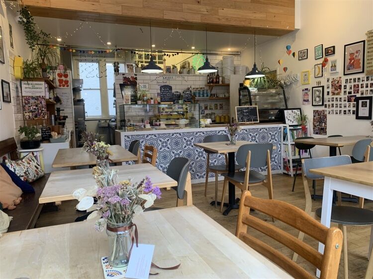 Café with customer seating and kitchen in Bristol, includes sublet basement yoga studio Photo 2