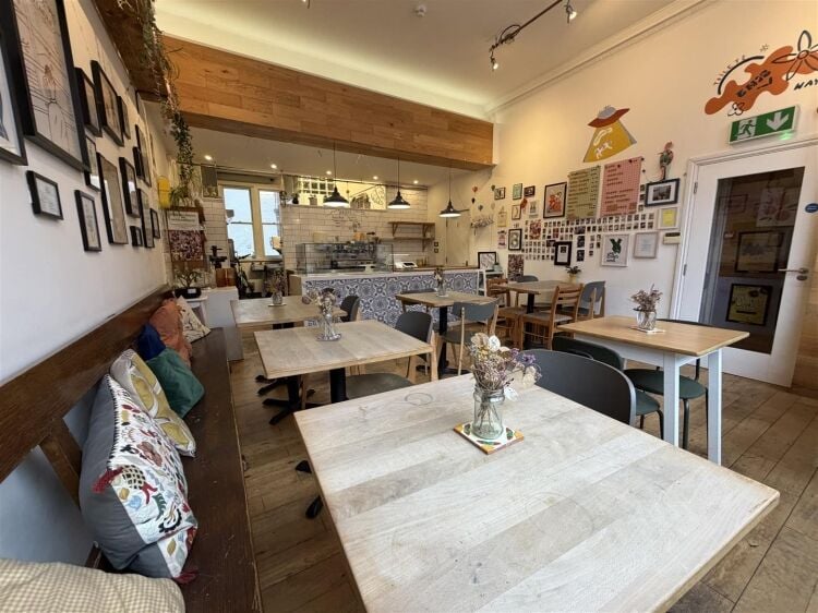Café with customer seating and kitchen in Bristol, includes sublet basement yoga studio Photo 3
