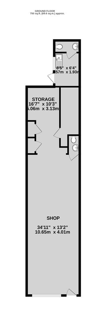 A ground floor retail unit extending to approximately 750 sq ft, most recently trading as a tanning salon. Photo 9