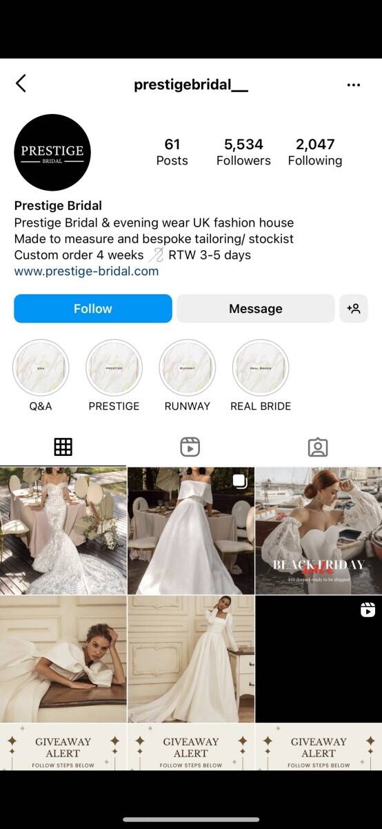 Online Bridal Wear Business for sale