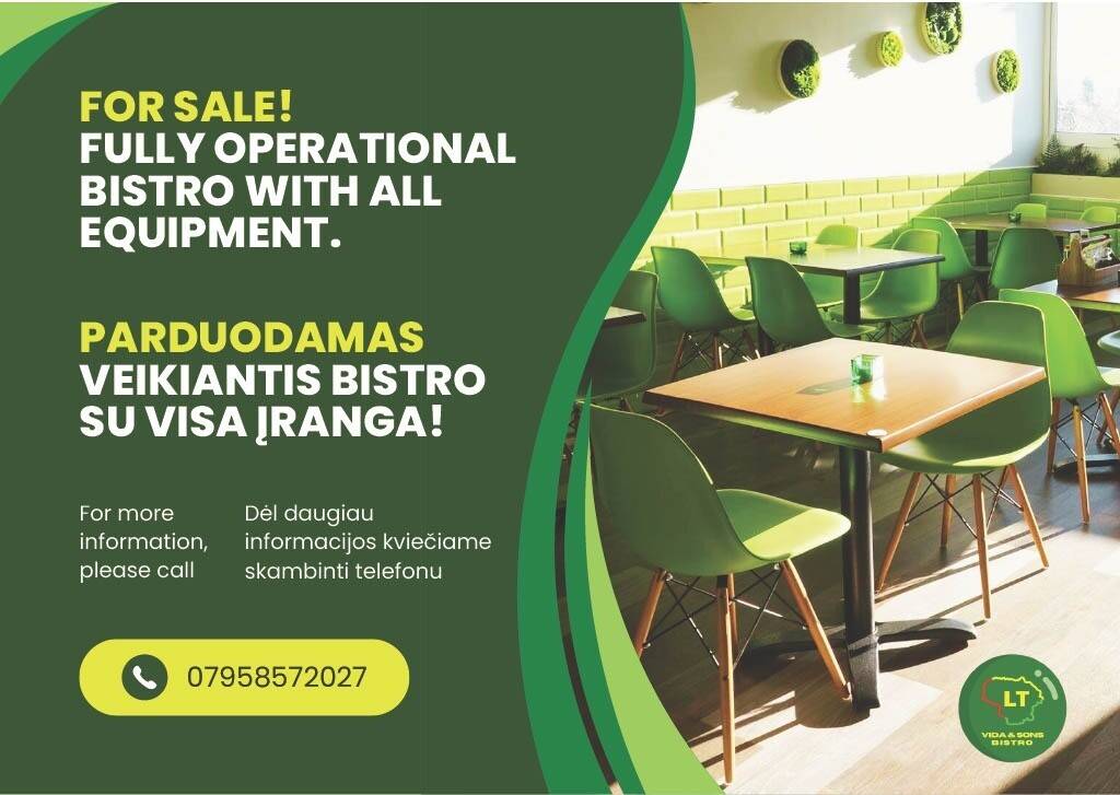 FOR SALE! FULLY OPERATIONAL BISTRO WITH ALL EQUIPMENT FOR SALE! FULLY OPERATIONAL BISTRO WITH ALL EQUIPMENT