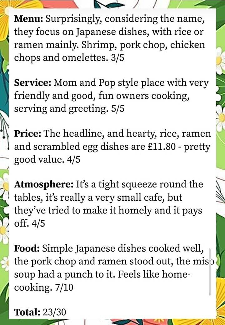 Highly-Rated Japanese Cafe for Sale in Glasgow G42 &ndash; High Rated by The Herald