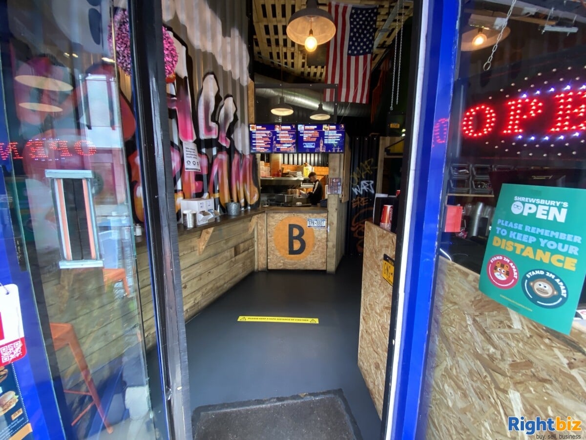 Established burger restaurant in Shrewsbury town centre. Cheap rent and rates and good turnover.