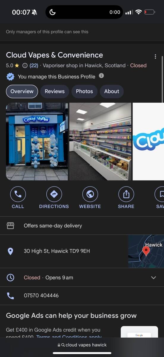 Successful Vape Store For Sale In Heart Of Hawick, Scottish Borders Photo 2