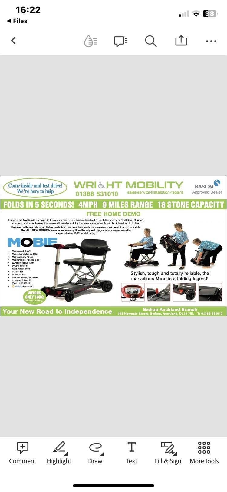 Well Established Mobility Shop with great customer service