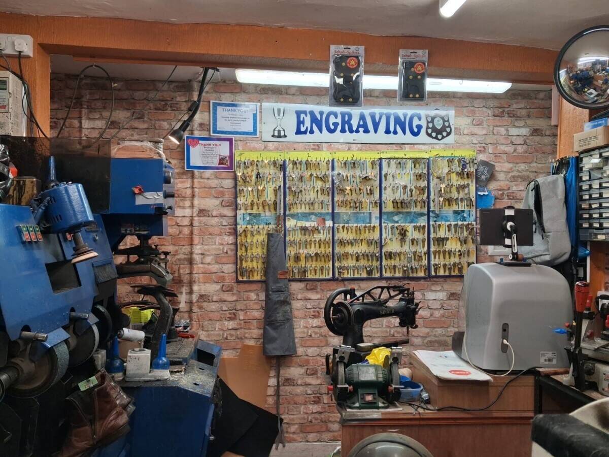 Key Cutting & Engraving with Shoe Repair Shop for sale in Telford Shropshire. Photo 4