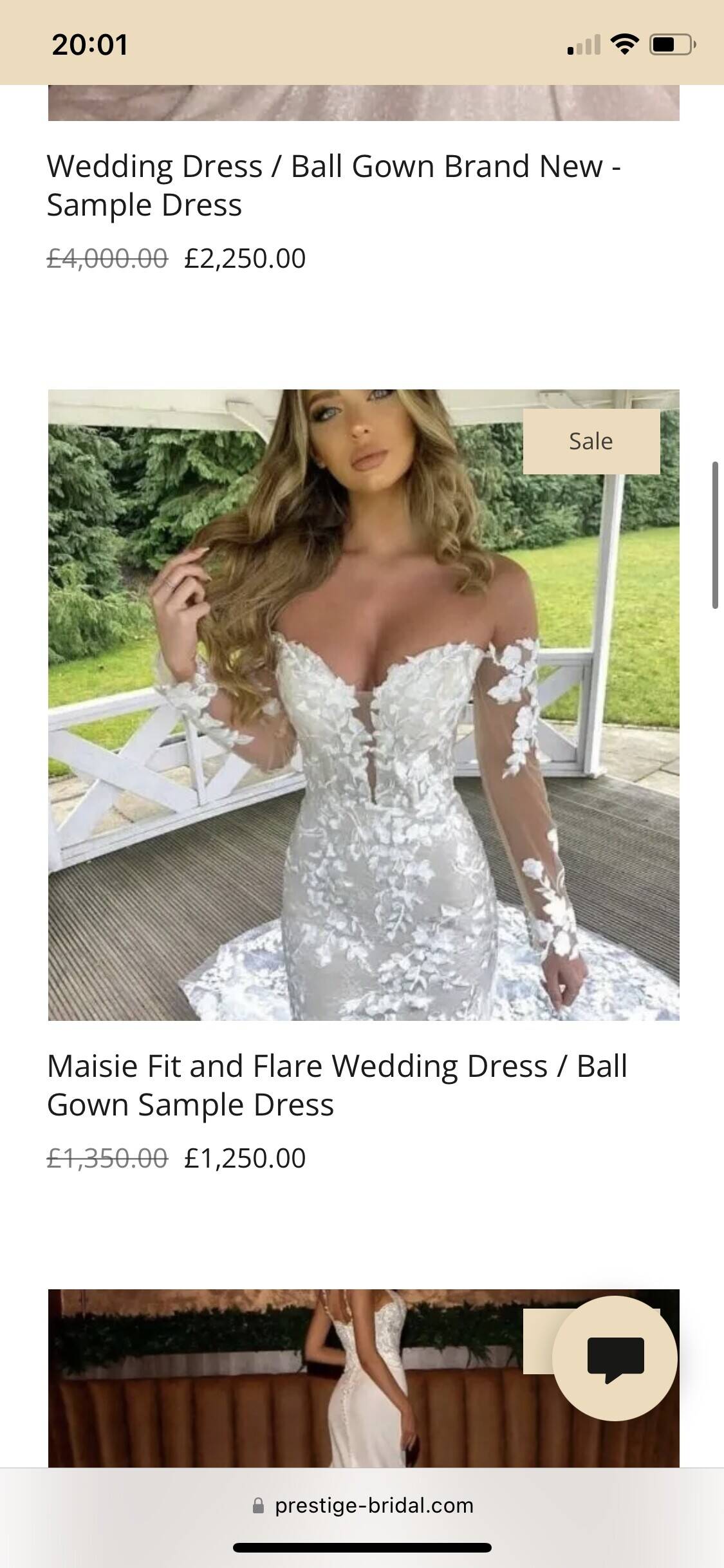 E commerce Wedding Dress Shop with stock to the retail value of 22k