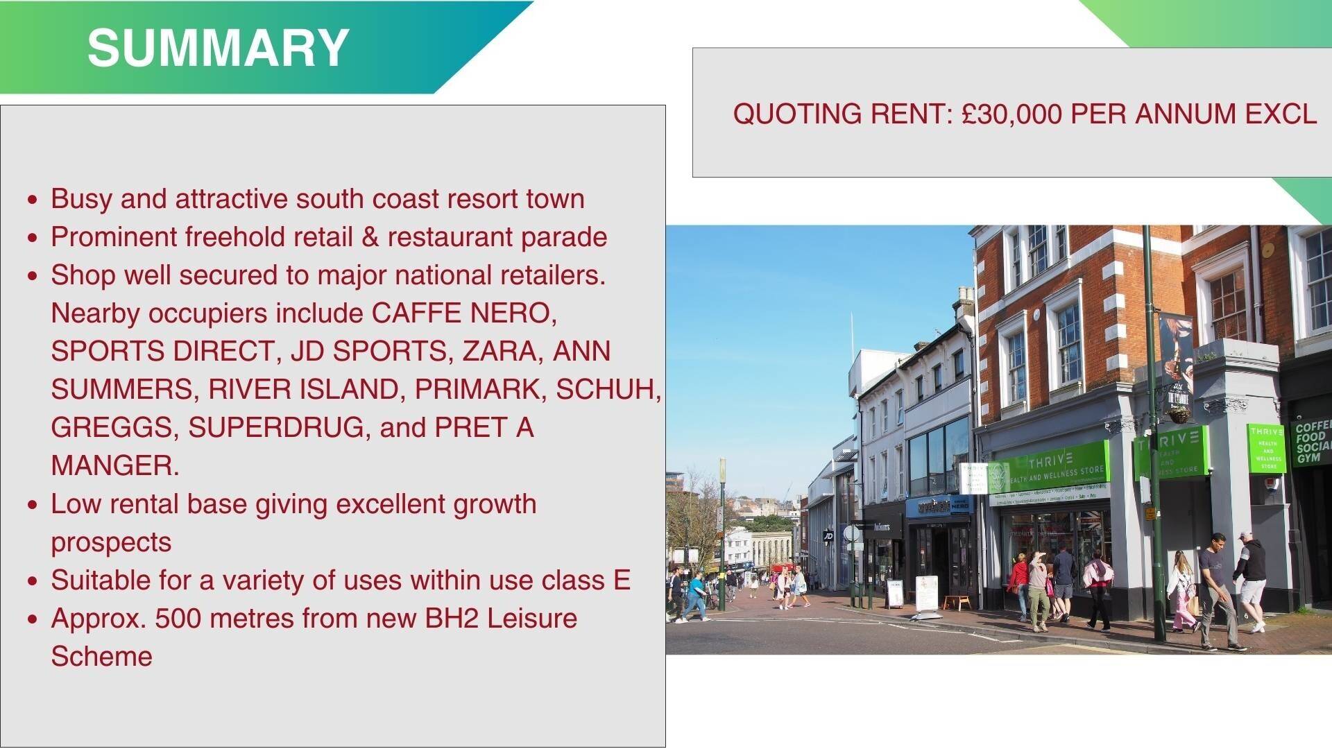 Retail premises/shop to let or Business for Sale in Bournemouth town center