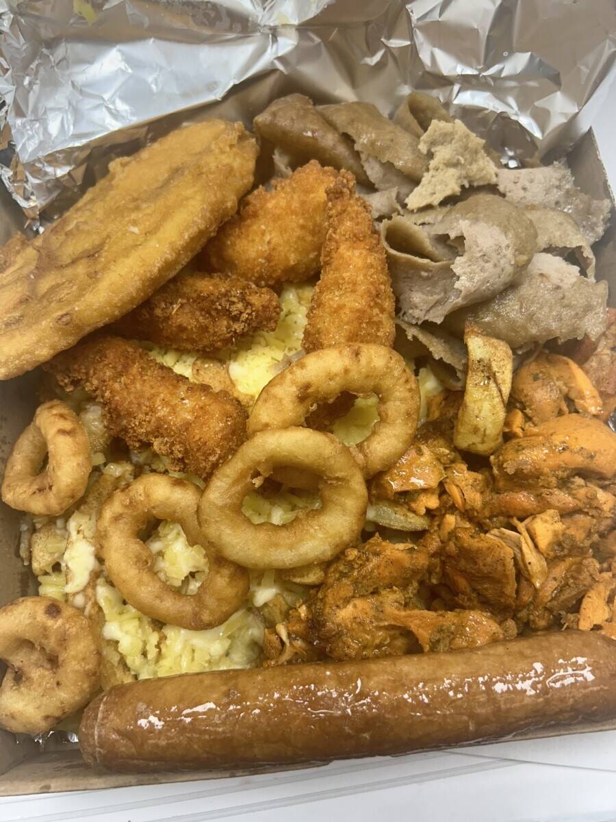 Fish and chips with kebab and pizza Photo 4