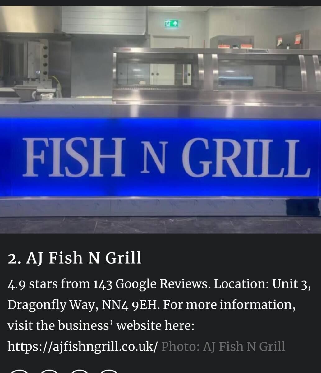 Famous Fish and Grill takeaway shop with all new equipments for sale in Pineham Northampton
