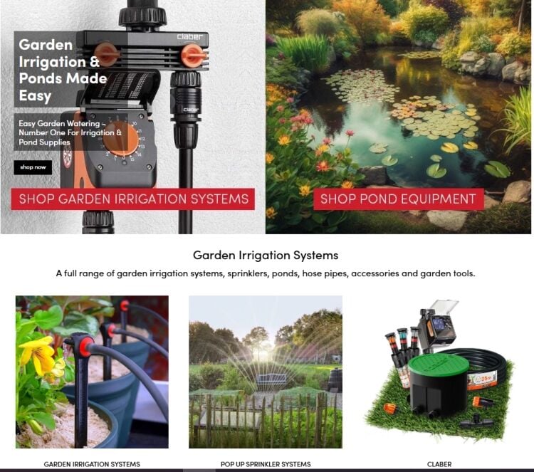Scalable Online Retailer of Garden Irrigation, Pond Equipment & Outdoor Supplies