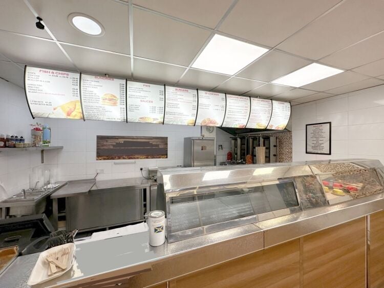 Modern attractive fish & chip takeaway with no deliveries within a highly populated residential catchment area in Staffordshire.
