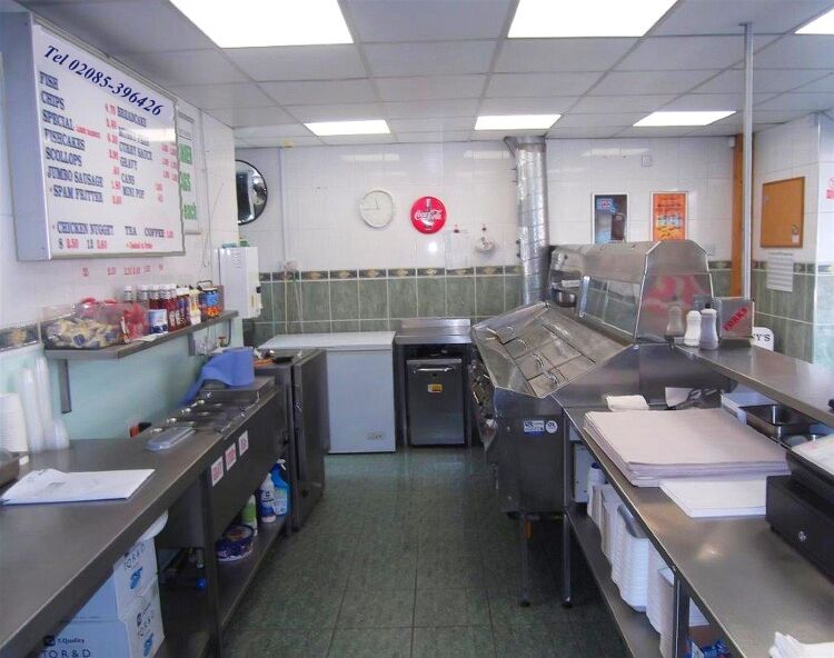 Traditional fish & chip shop, prominent Leeds parade