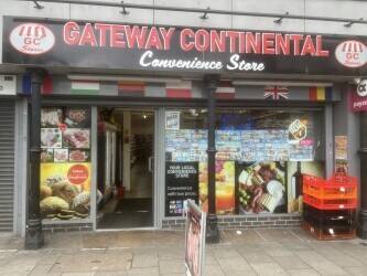 Big off-license convenience store with butchers
