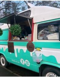 VW camper mobile coffee with trading location in Cardiff