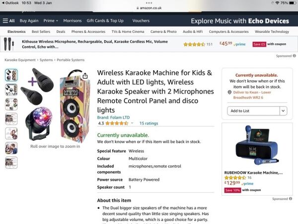 Karaoke Machine And Microphone Retailer For Sale Photo 2