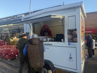 Food trailer selling Indian snacks 