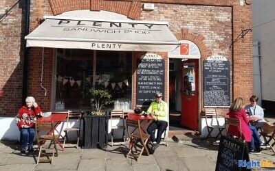 Takeaway, outside tables, North Yorkshire market town Takeaway, outside tables, North Yorkshire market town