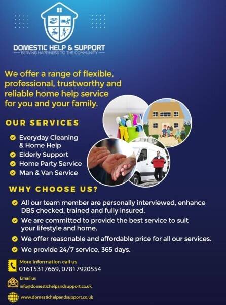 Domestic Help and supporting Elderly and Removals Van Business for sale Domestic Help and supporting Elderly and Removals Van Business for sale