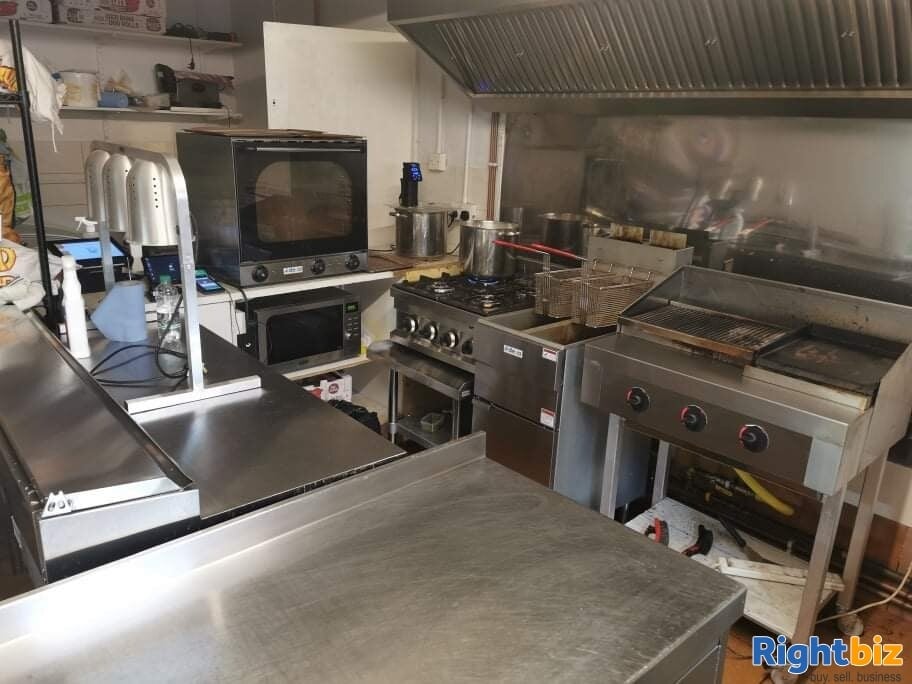 Takeaway Fish & Chips Burgers Hot Dogs and more.