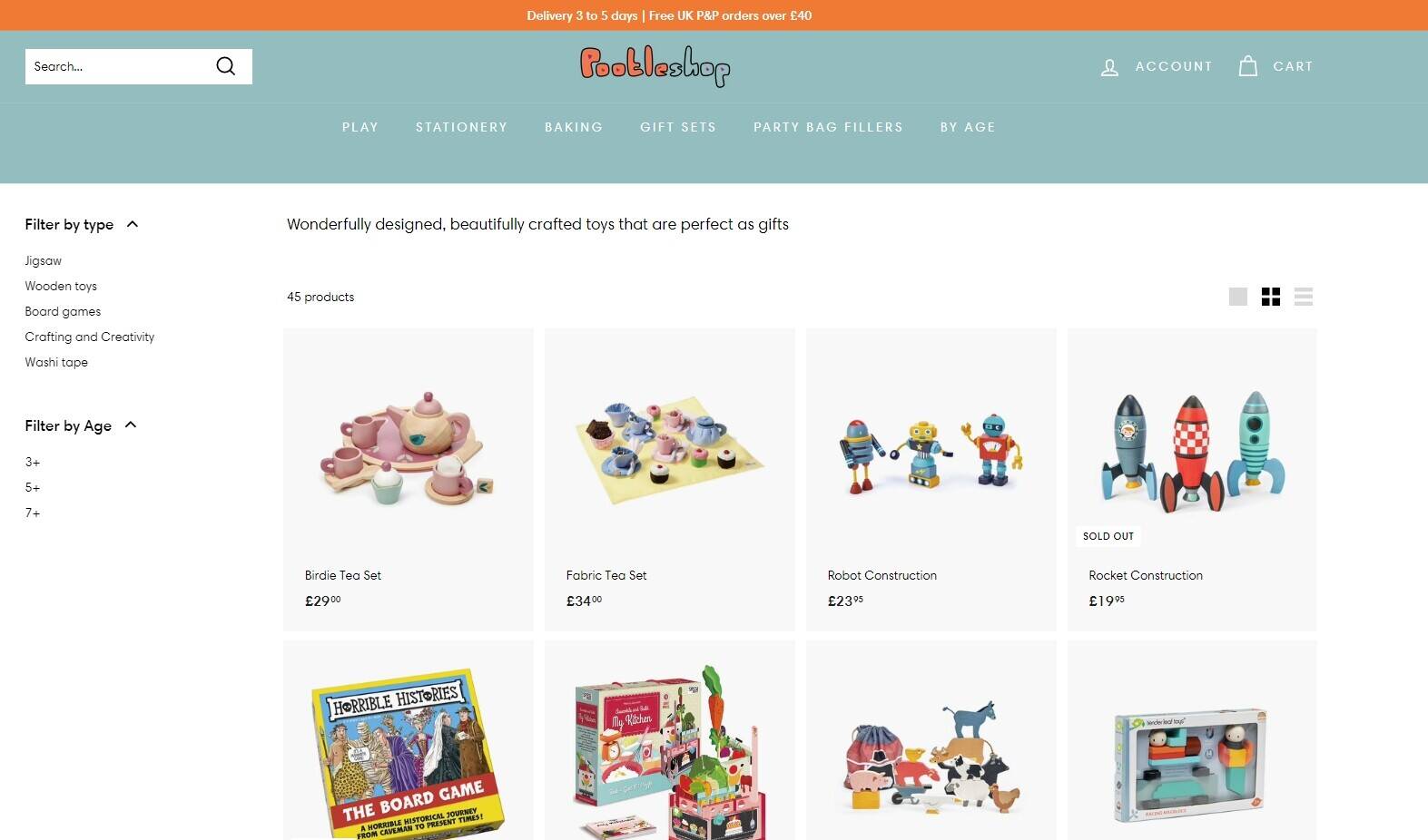 Beautifully designed children's goods online retailer with own-branded website