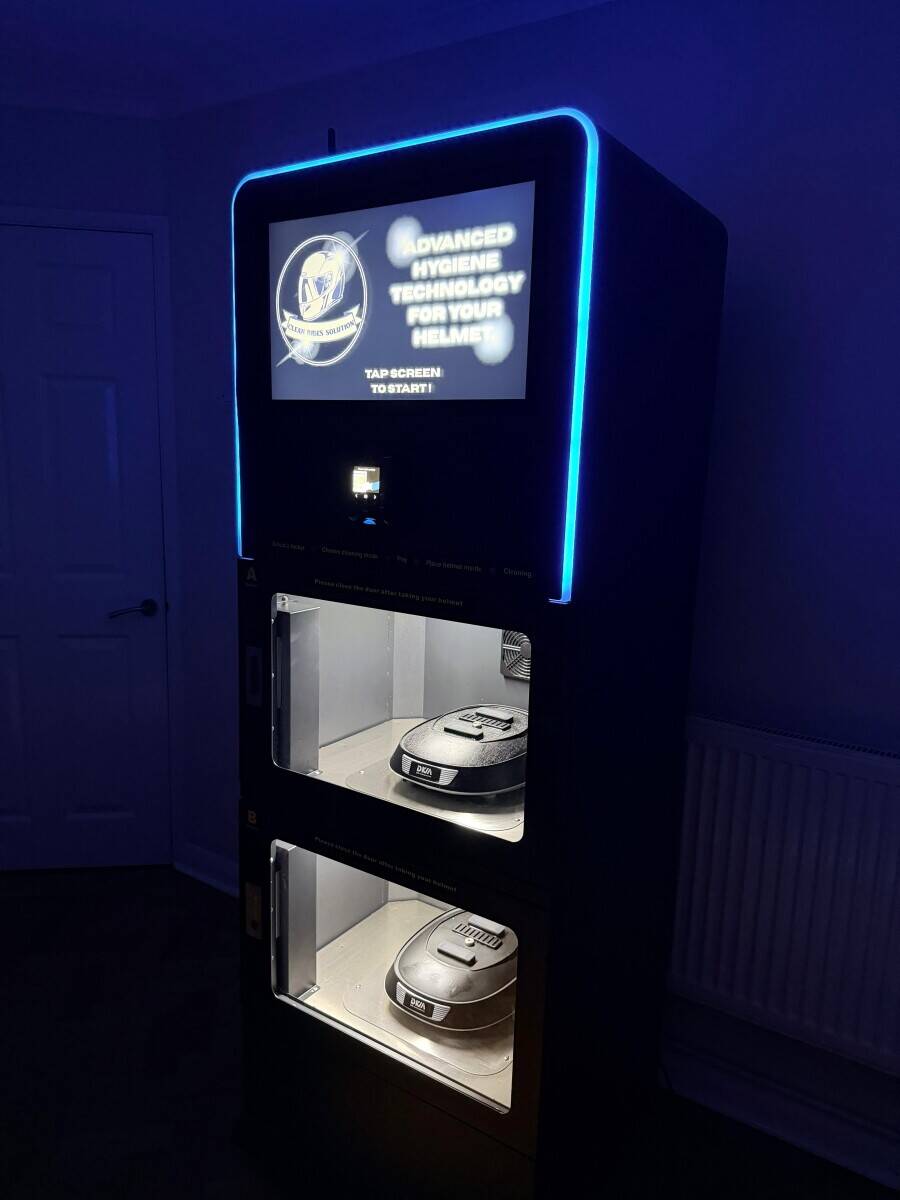 Helmet sanitizer vending machine