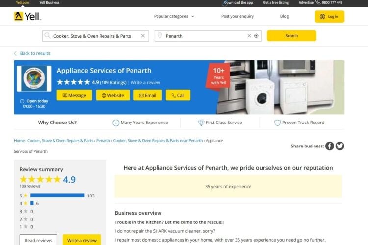 Relocatable Domestic Appliance Repairs Business Photo 5