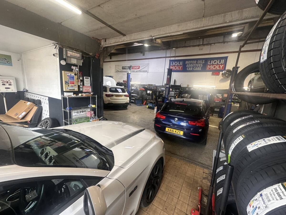 Fully equipped car repair garage with tyre fitting and motorcycle mot bay