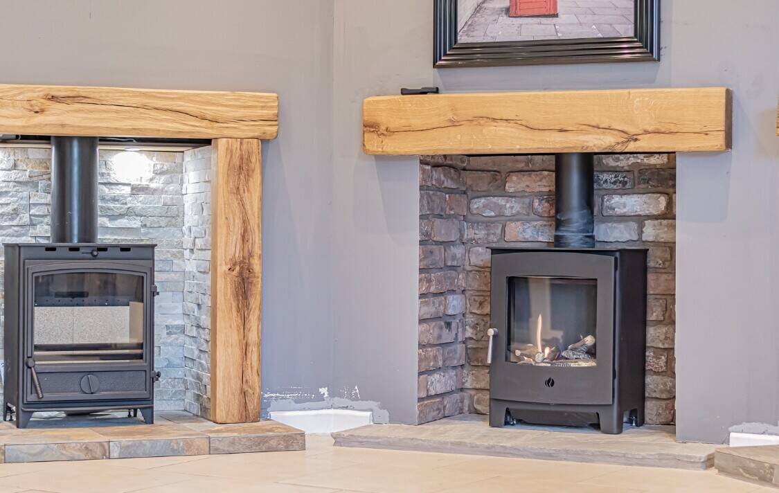 Fireplace stoves and media wall showroom