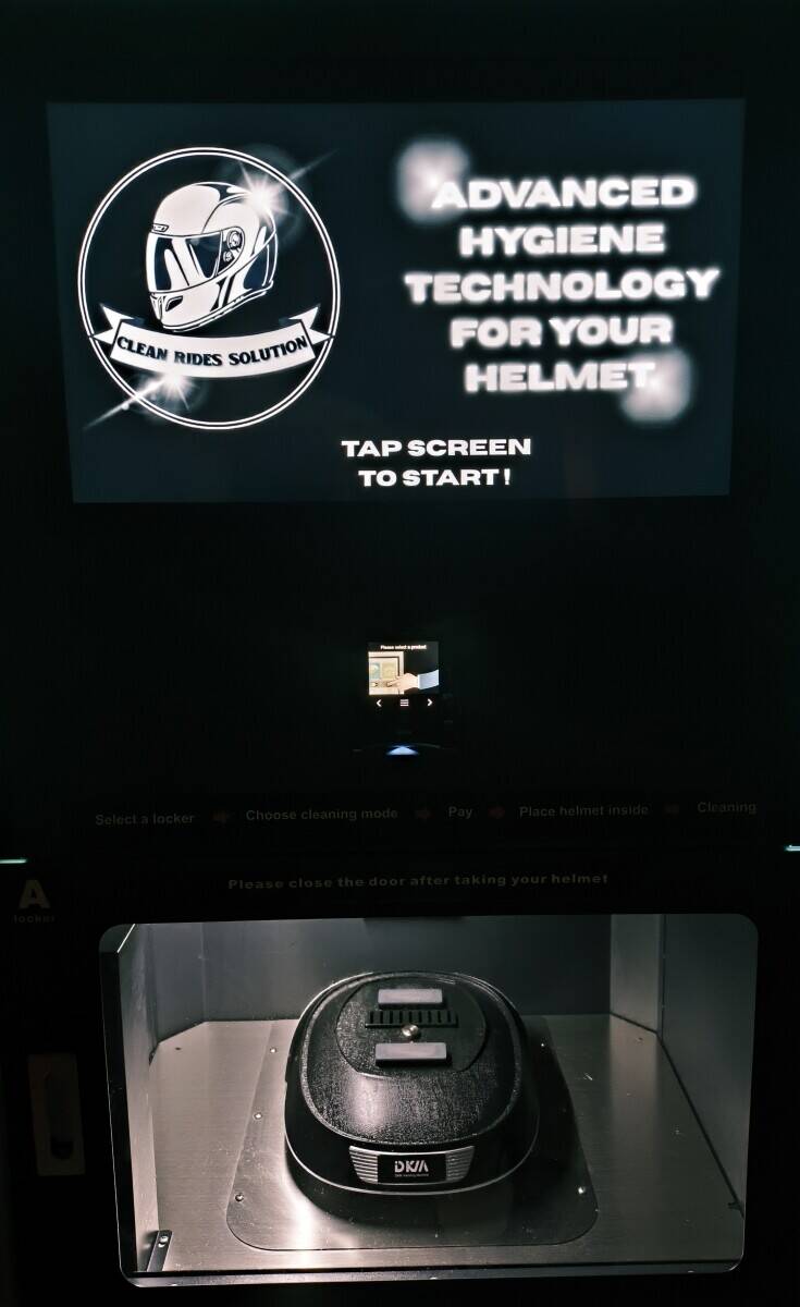 Helmet sanitizer vending machine