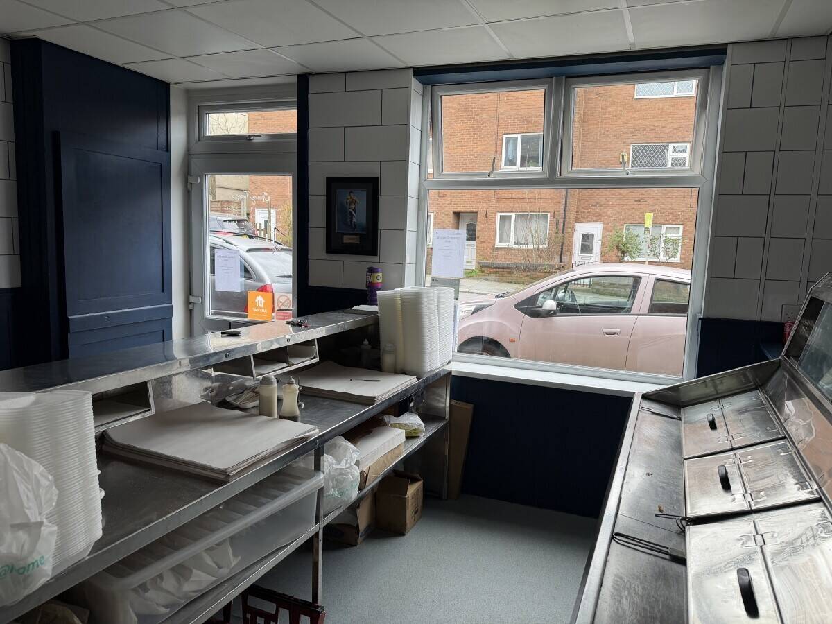 Village Fish & Chips with rented flat above the shop for sale in Hyde, Manchester