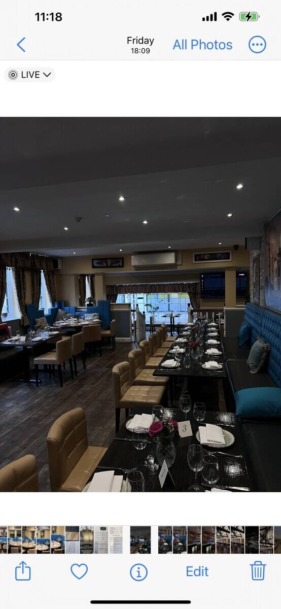 Well decorated full fitted en Indian Restaurant for sale in Sittingbourne 
